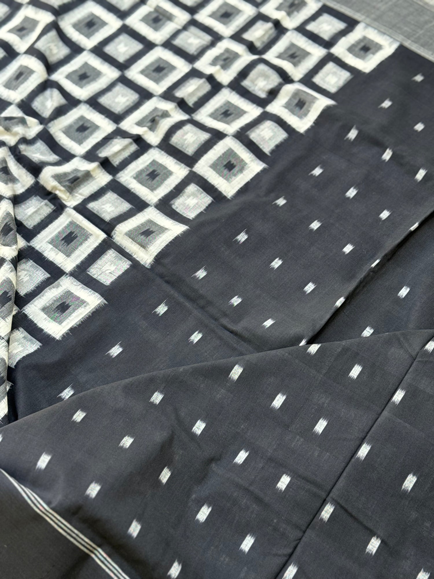 Handwoven tie dyed Telia Rumal double ikkat cotton saree