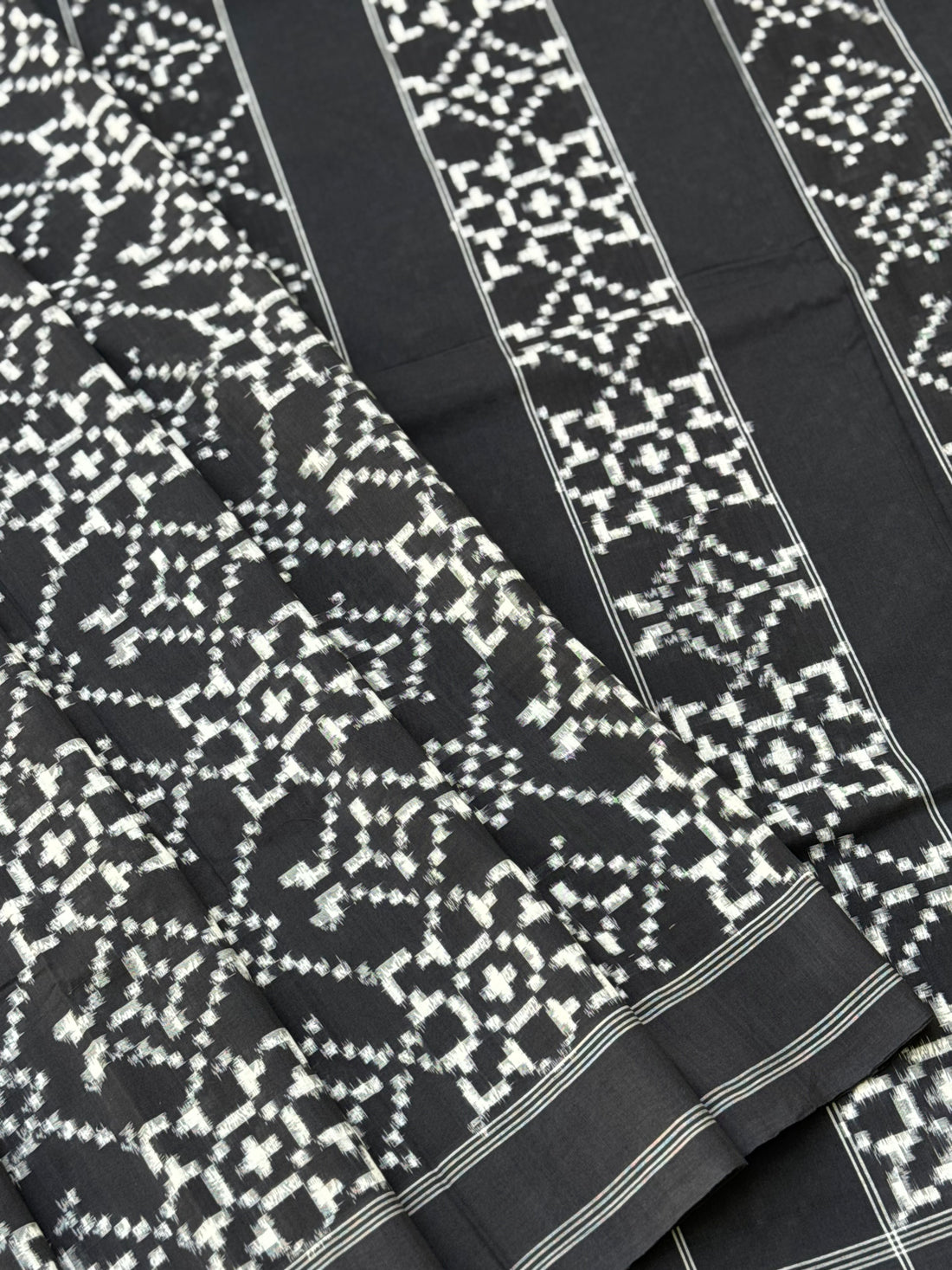 Handwoven tie dyed Telia Rumal double ikkat cotton saree