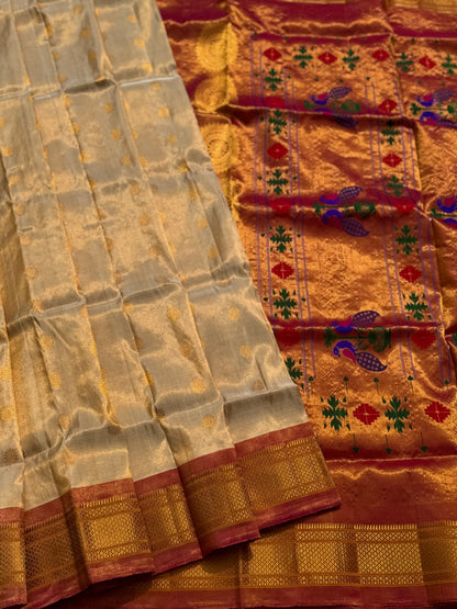 A beautiful Handloom gadwal tissue silk saree with border