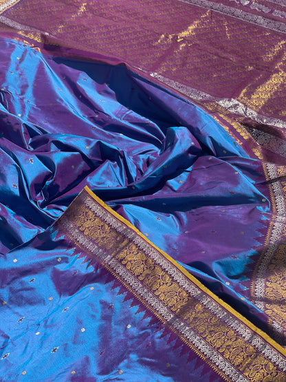 Revival Vintage Ikkat Silk Saree With Kanchi Border And Pallu