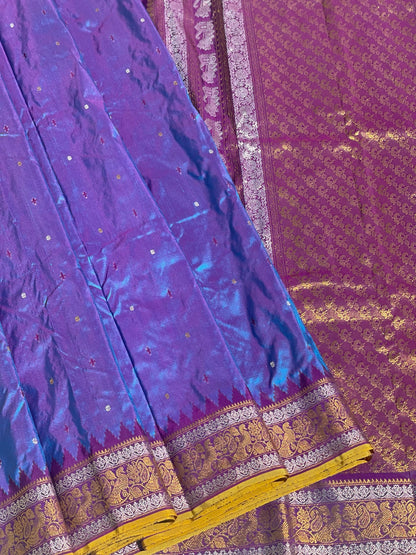 Revival Vintage Ikkat Silk Saree With Kanchi Border And Pallu