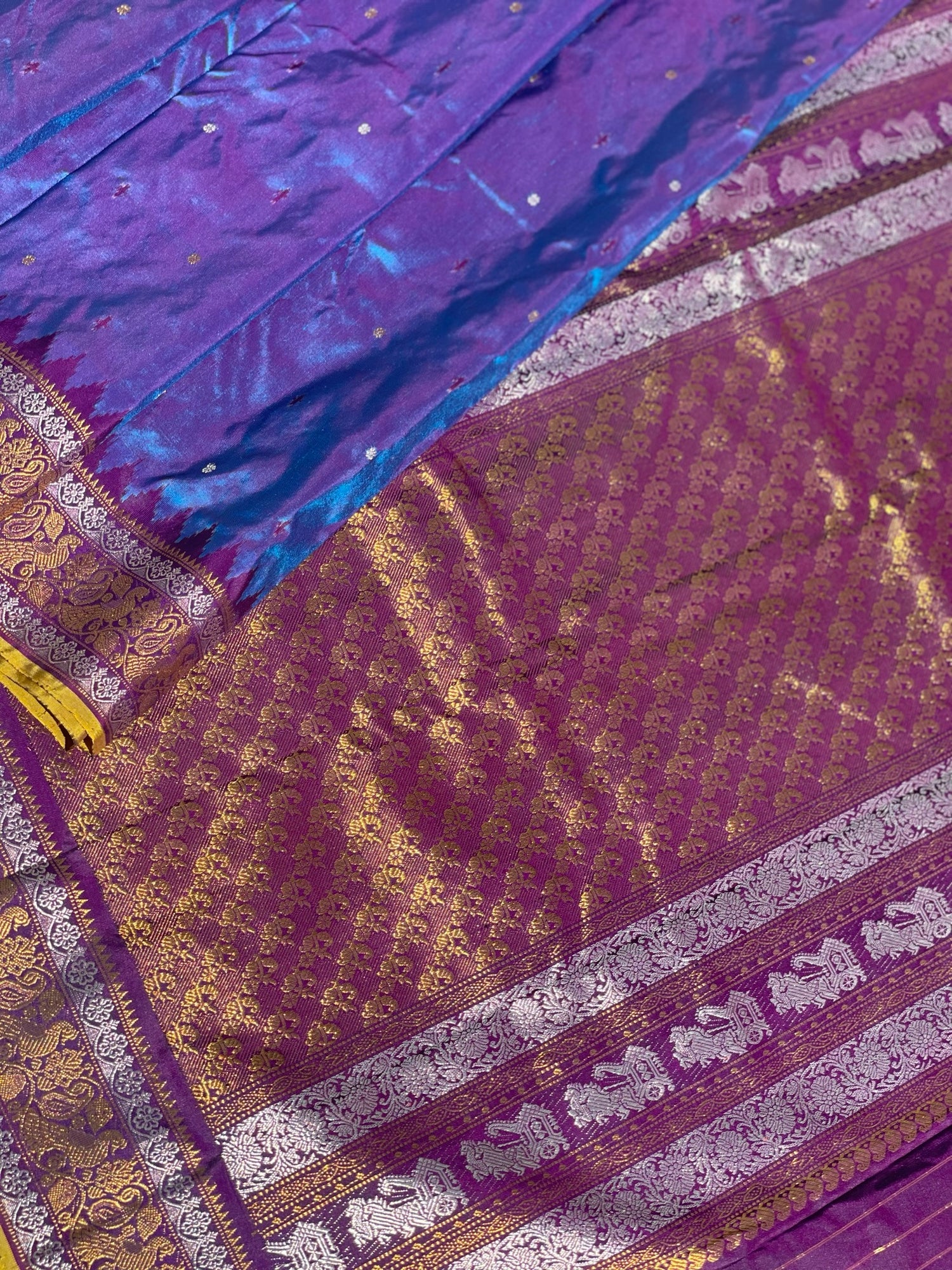 Revival Vintage Ikkat Silk Saree With Kanchi Border And Pallu