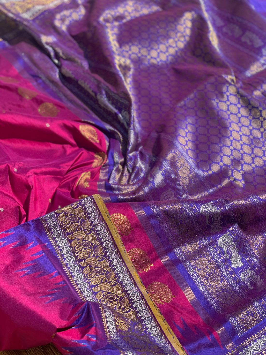 Revival Vintage Ikkat Silk Saree With Kanchi Border And Pallu