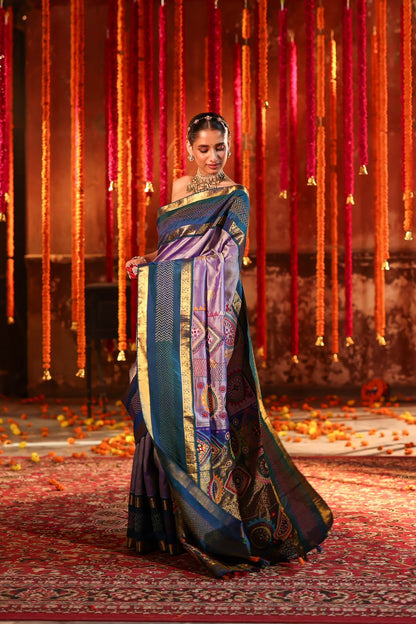 Exclusive masterpiece Kanchivaram korvai silk saree with hand embroidery lambani work