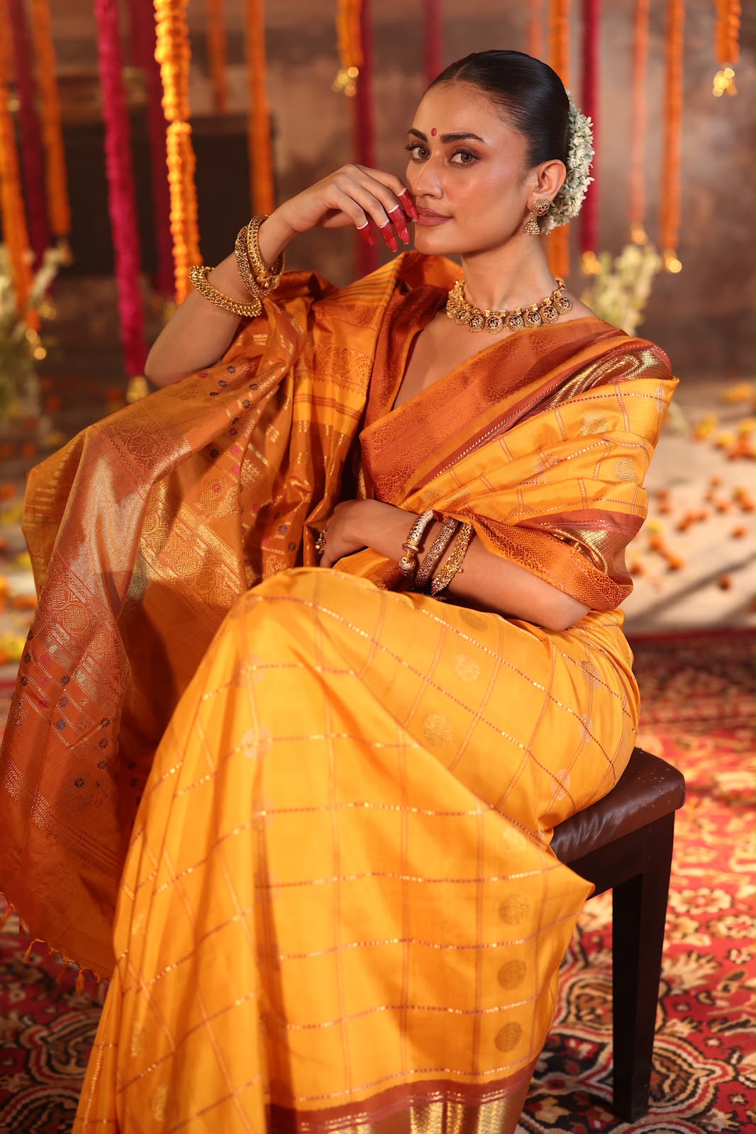 EKANTA - 7 The complete natural dyed Regal vintage kanchivaram redefined in Triple korvai with long double pallu