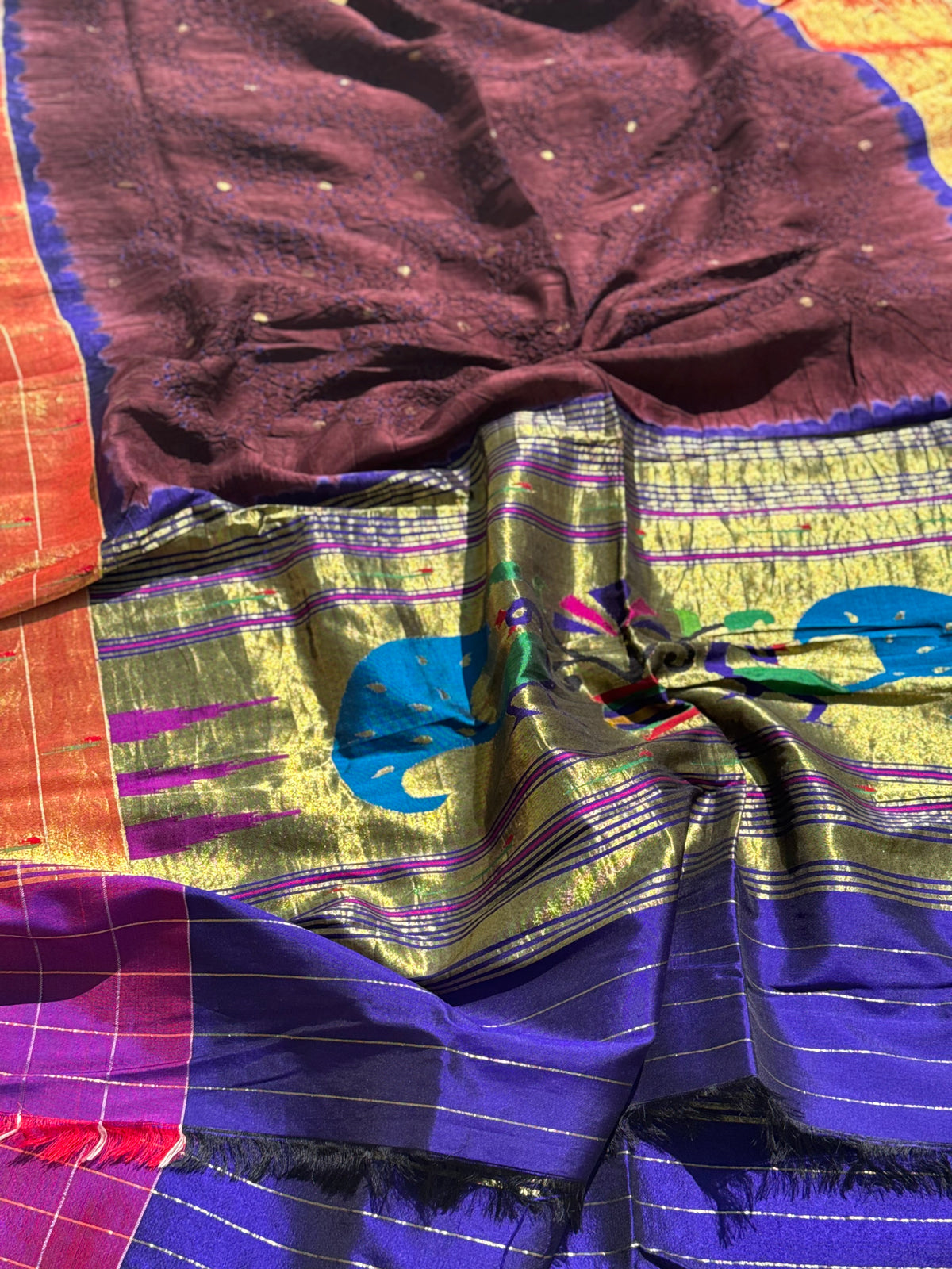 HANDKNOTTED RAI BHANDEJ PAITHANI TISSUE SILK DUPPATTA