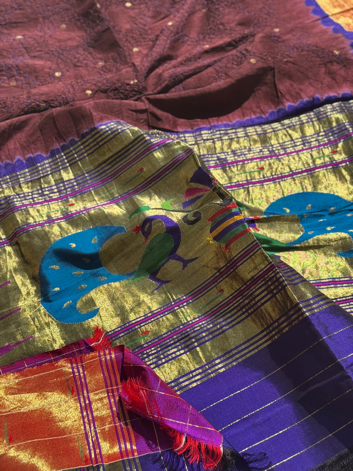 HANDKNOTTED RAI BHANDEJ PAITHANI TISSUE SILK DUPPATTA