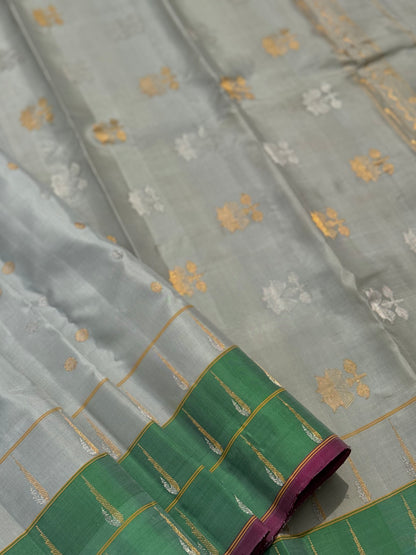 Handwoven triple muniya border inspired kuttu gadwal silk saree