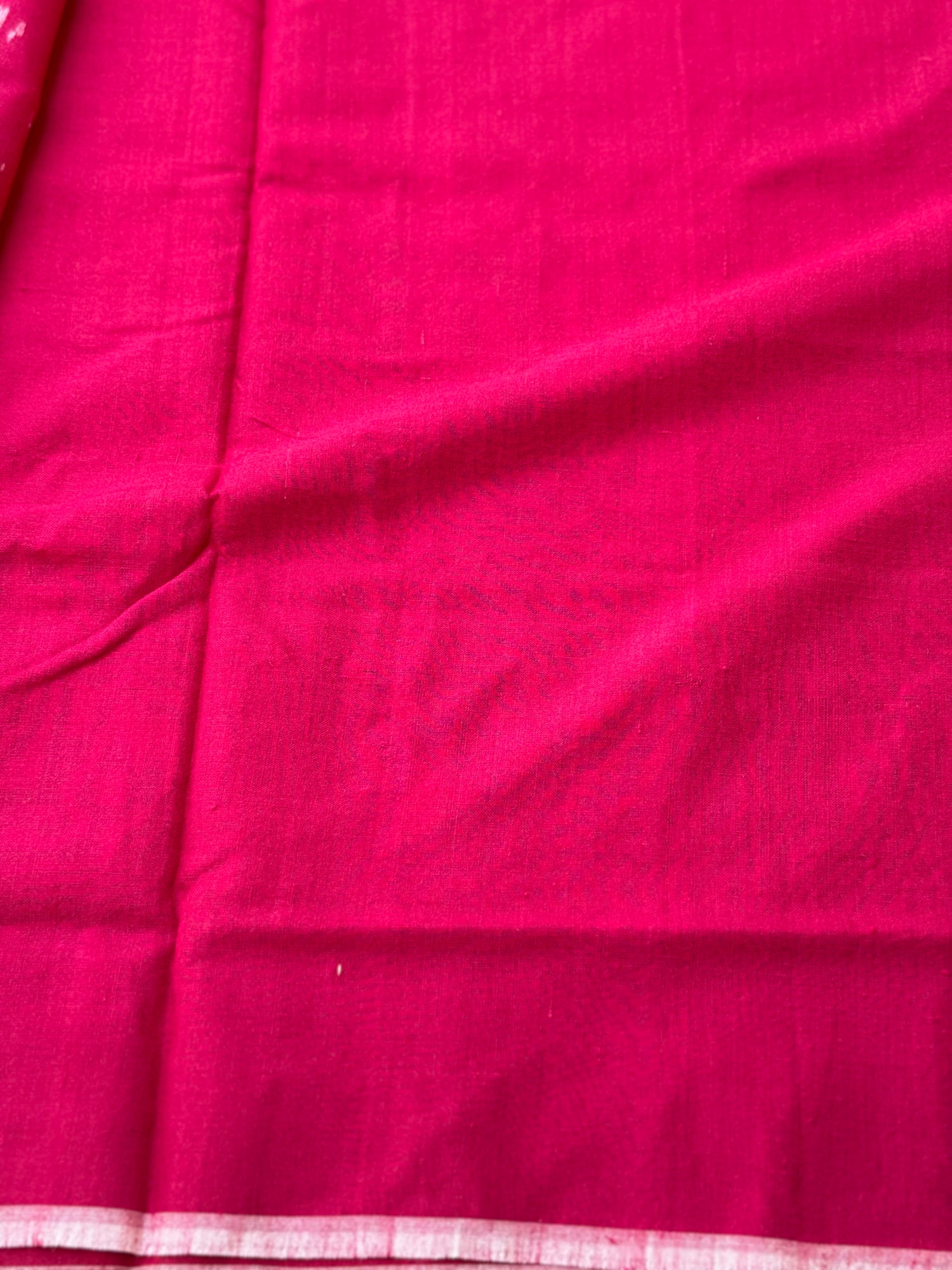 Mauve pink with Rani pink  handwoven weft single ikkat Munga tussar by cotton saree