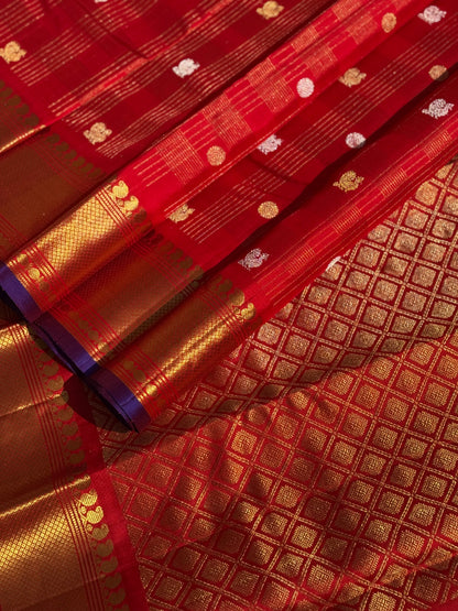 Handwoven checks kuttu gadwal silk saree