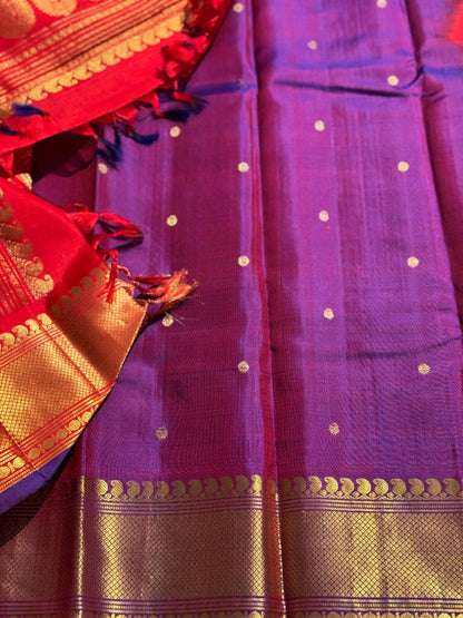 Handwoven checks kuttu gadwal silk saree