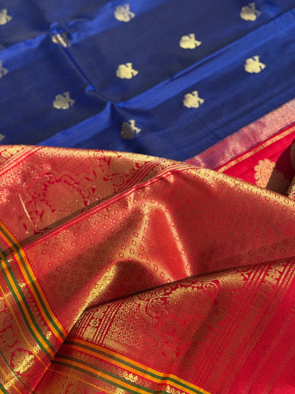 Handwoven gandaberunda kuttu gadwal silk saree