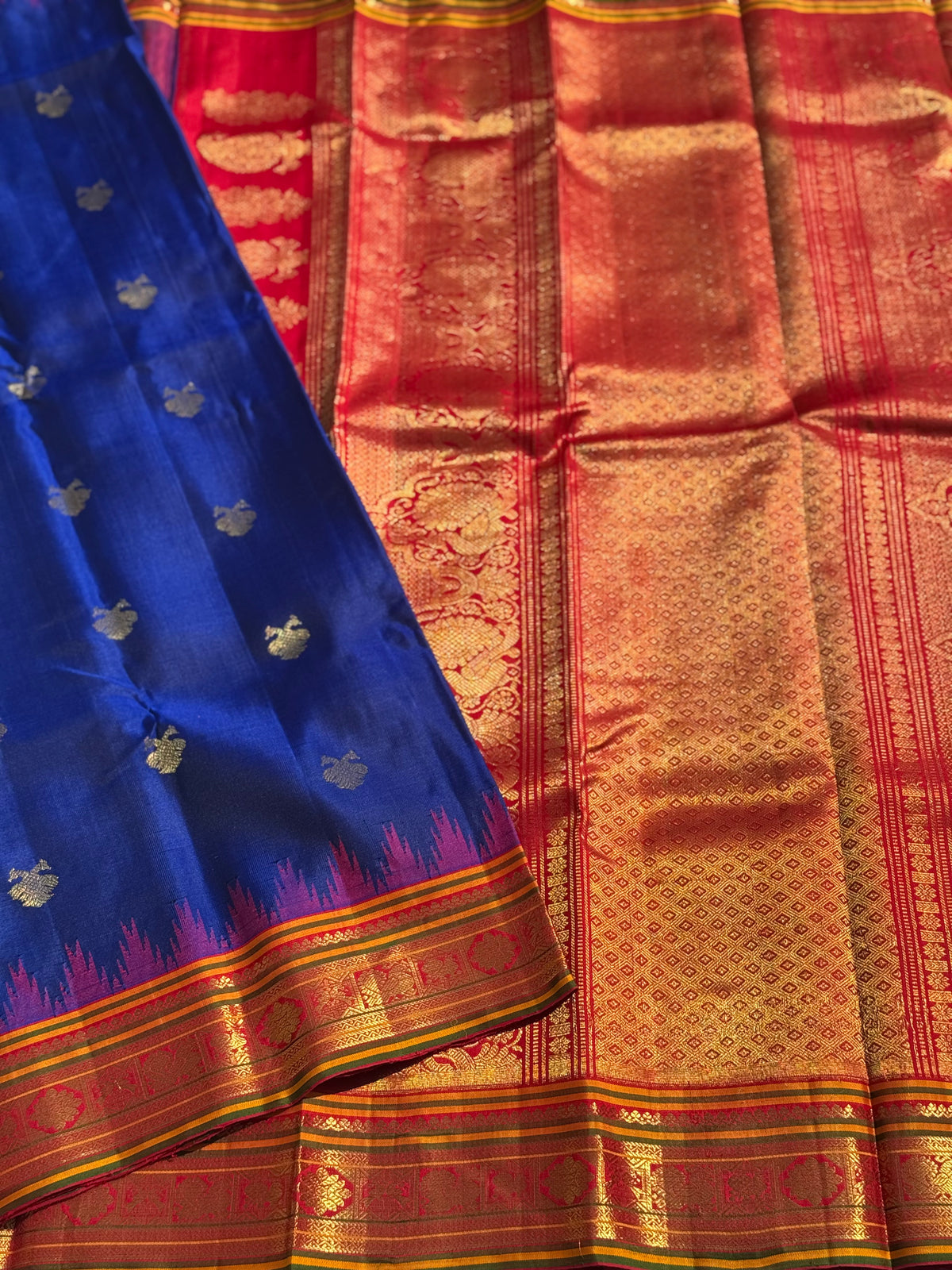 Handwoven gandaberunda kuttu gadwal silk saree