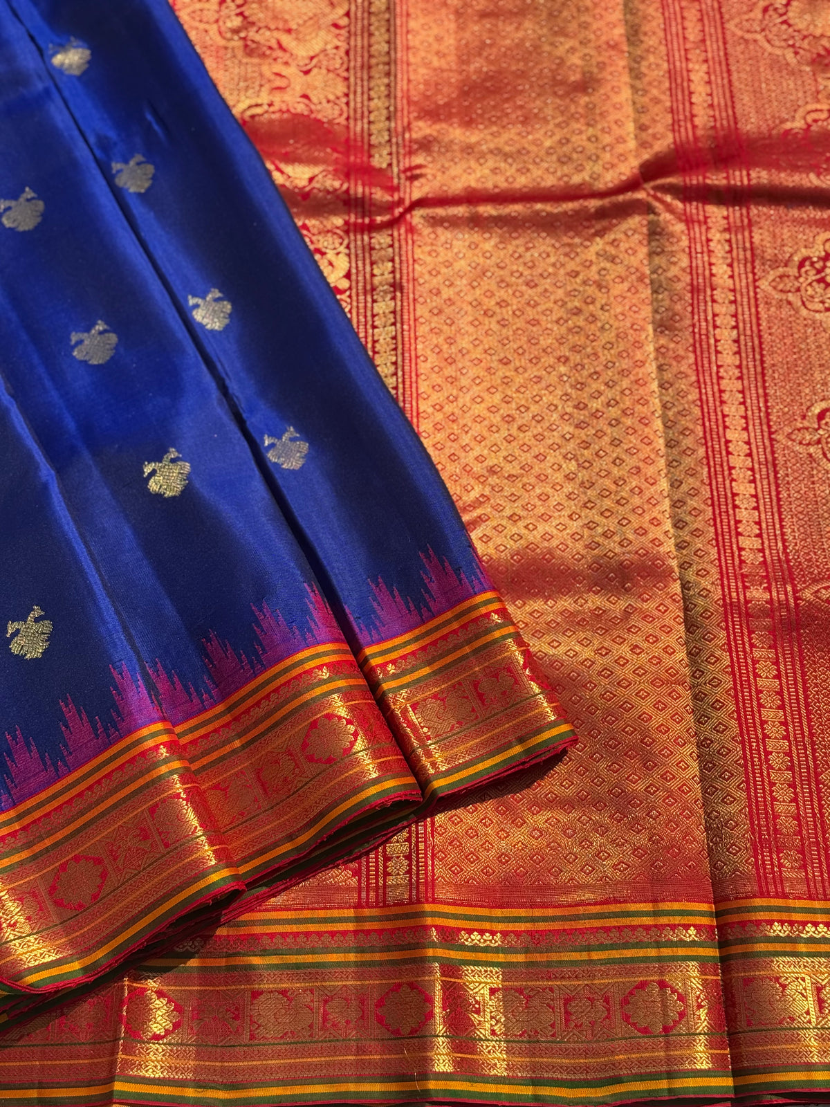 Handwoven gandaberunda kuttu gadwal silk saree