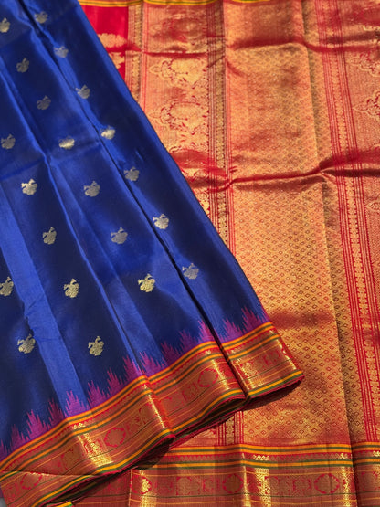 Handwoven gandaberunda kuttu gadwal silk saree