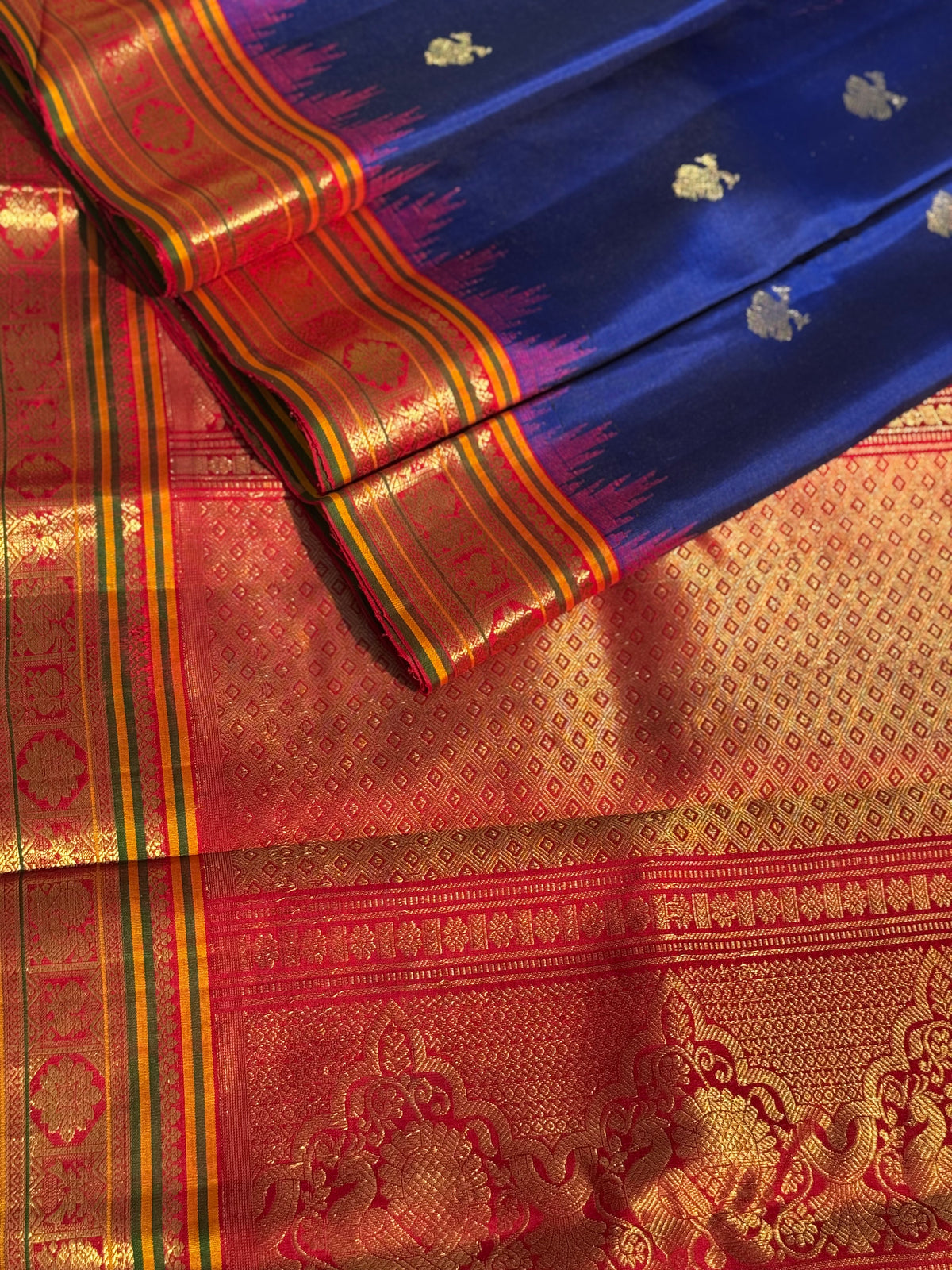 Handwoven gandaberunda kuttu gadwal silk saree