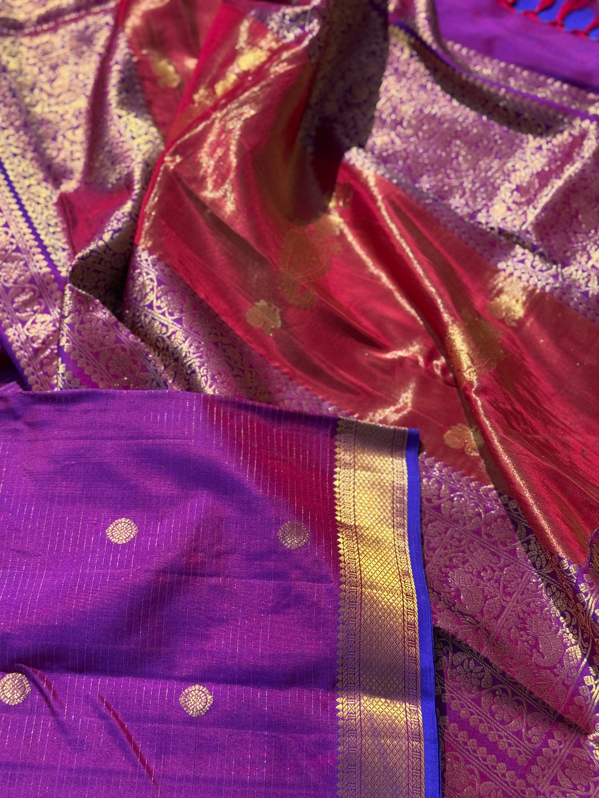Handwoven checks kuttu gadwal silk saree with zari tissue pallu
