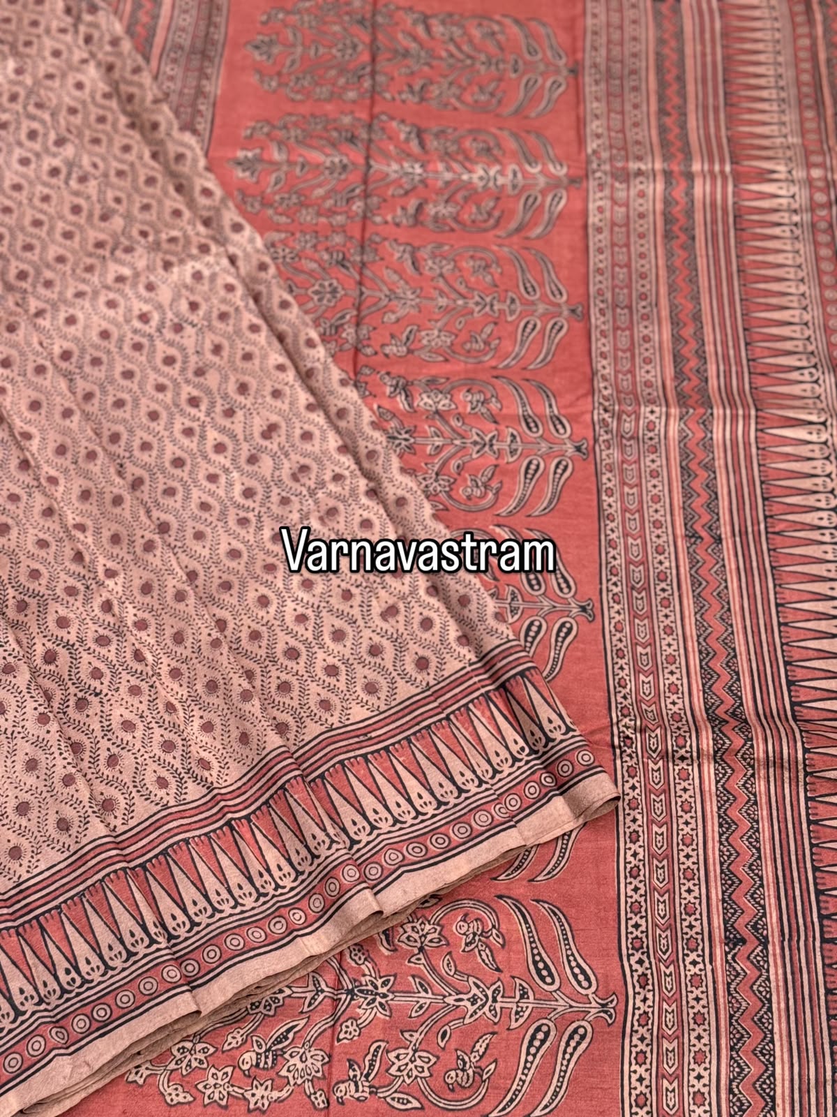 EYARKAI - NATURAL DYE KODALIKARUPPUR BLOCK PRINTS ON TUSSAR BY TUSSAR SILK