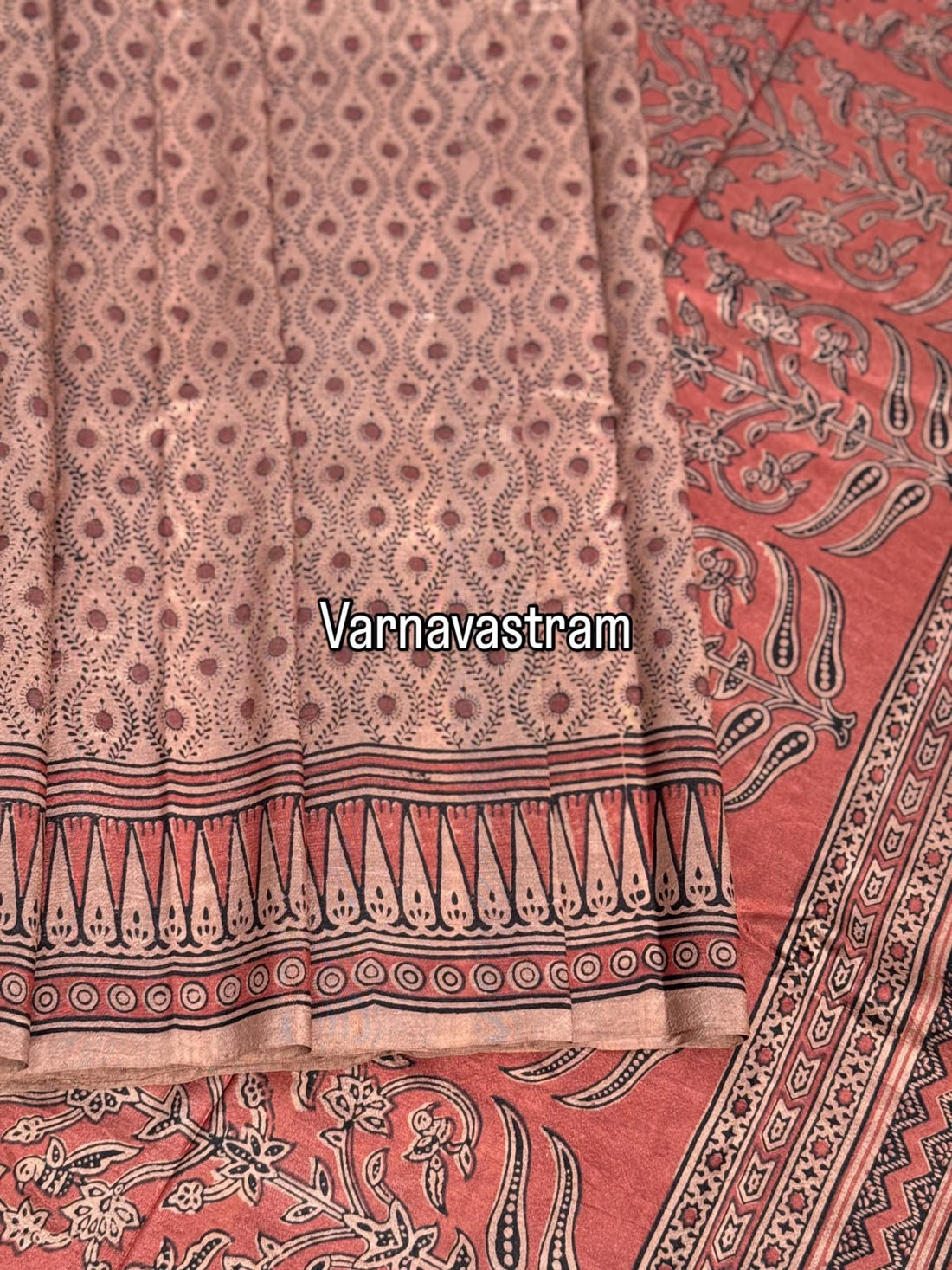 EYARKAI - NATURAL DYE KODALIKARUPPUR BLOCK PRINTS ON TUSSAR BY TUSSAR SILK