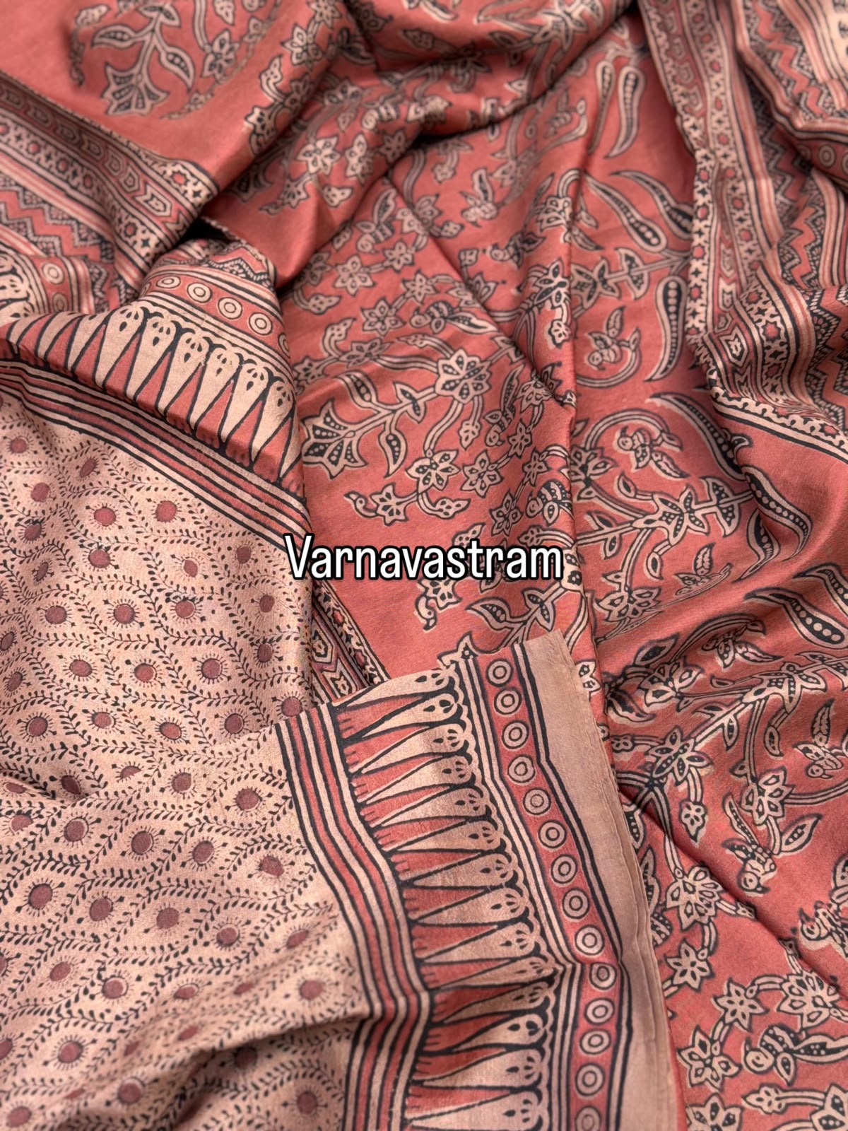 EYARKAI - NATURAL DYE KODALIKARUPPUR BLOCK PRINTS ON TUSSAR BY TUSSAR SILK