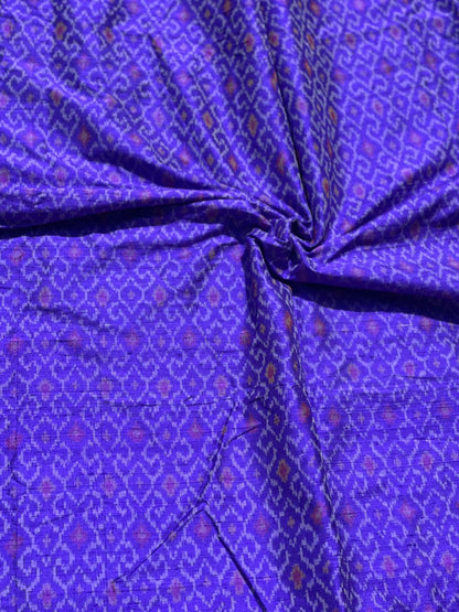 Purple blue Raw silk weft ikkat Yardage