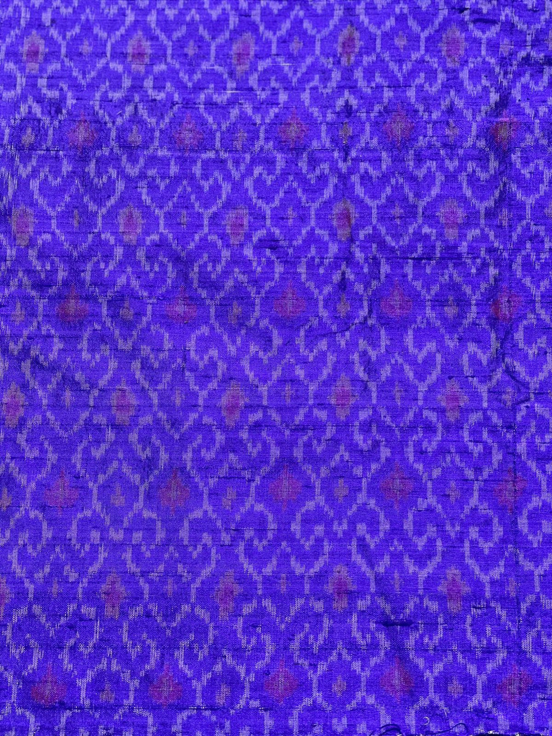 Purple blue Raw silk weft ikkat Yardage