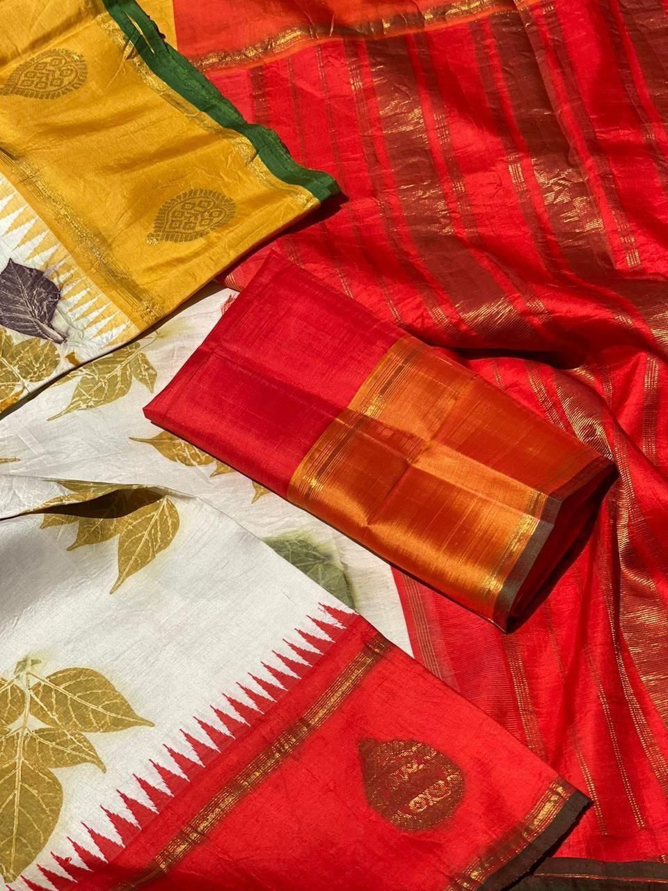EcoPrints in Kanchivaram silk saree