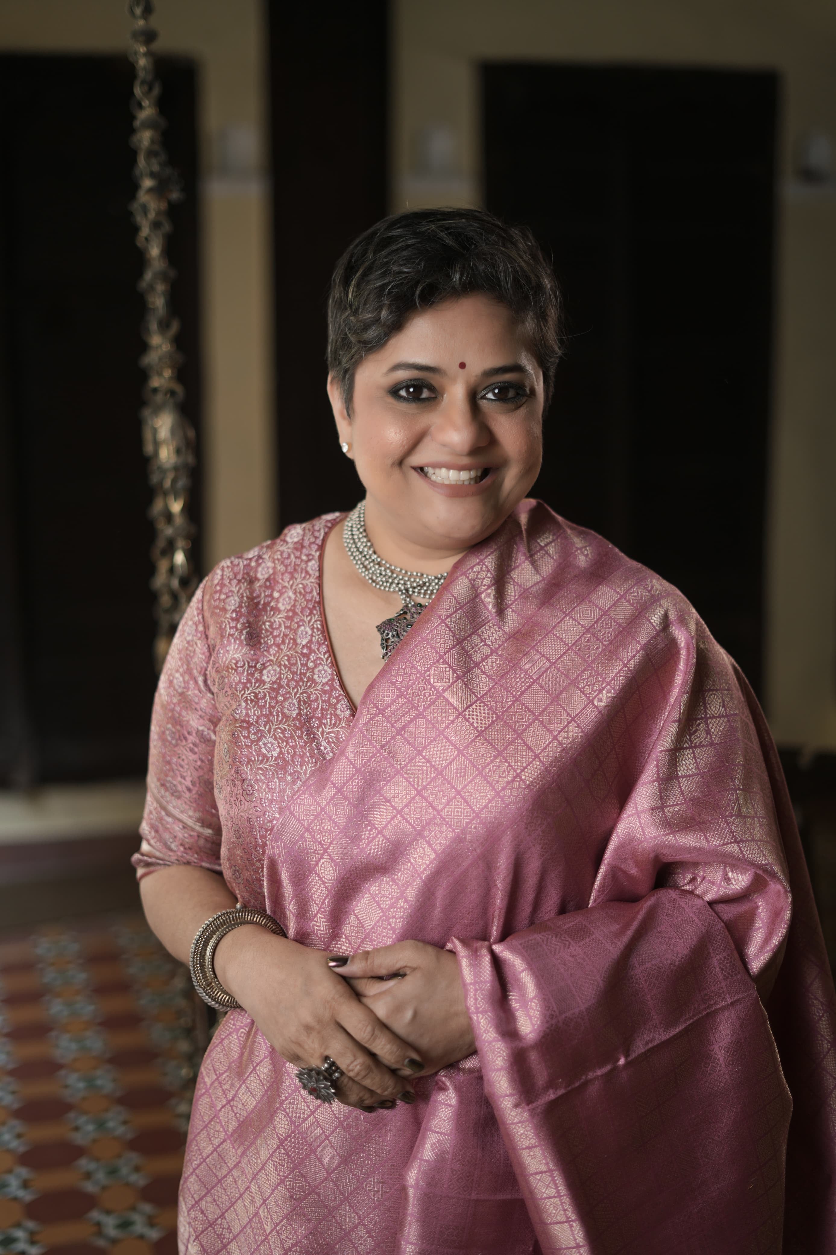 Instalment pay link 1 of 6 - A Canvas of Legendary Artistry The Masterpiece 108 exquisite Kanchivaram silk  showcases kamadenu pallu in hot pink hue of the finest and rarest natural dye