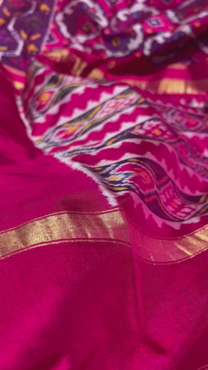 Single Ikkat Mulberry Silk With Patola Inspired Motifs Saree